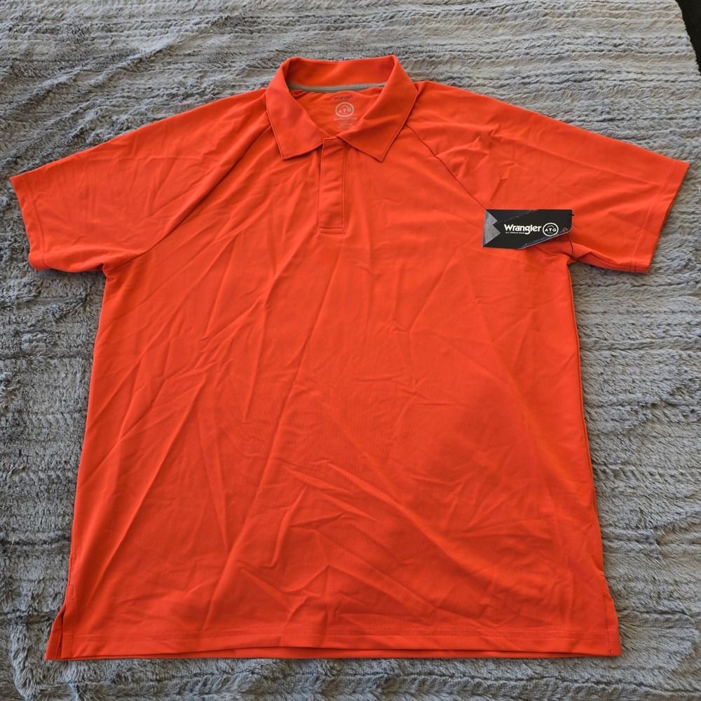 Wrangler ATG Mens Medium Orange Performance Polo Shirt Short Sleeve‎ 112360585